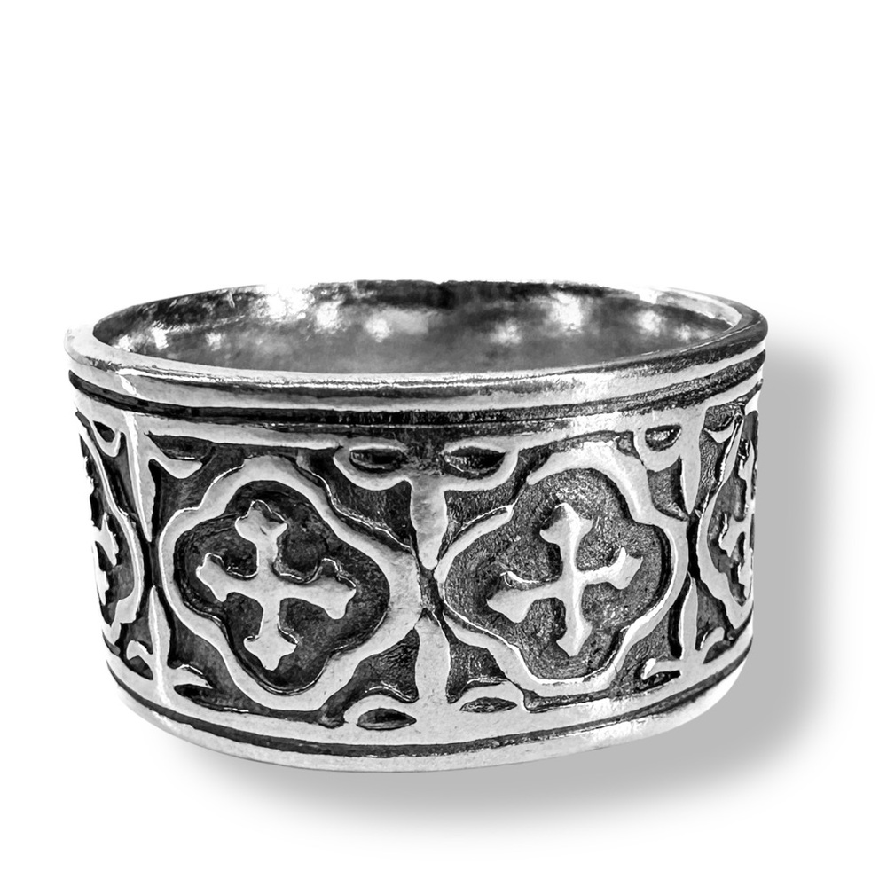 Vintage Wide Band Sterling Silver Ring - Picture 3 of 5